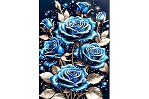 GDYEEH 5D Roses Bleues Diamond Painting, DIY Fleurs Broderie Diamant Painting Complet, Roses Art du Diamant Peinture Strass Point de Croix Painting pour Adultes Débutants,Murale Décor 30x40 cm