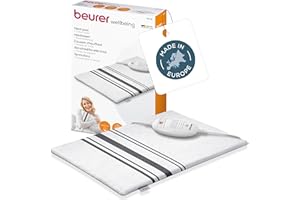 ‎BEURER Beurer HK 25 Heizkissen, kuscheliges Wärmekissen mit 3 Temperaturstufen, Abschaltautomatik und Sicherheitssystem, made in Europe, maschinenwaschbar, 40 x 30 cm, weiß-grau