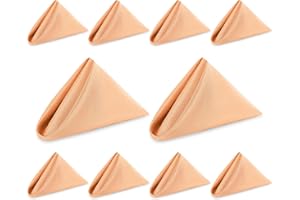 WedDecor Reusable 50cm x 50cm Fabric Peach Dinner Napkins – Polyester Table Napkins with Hemmed Edges, Easy-Care, Washable for Weddings, Banquets, Parties & Home Use, 10pcs