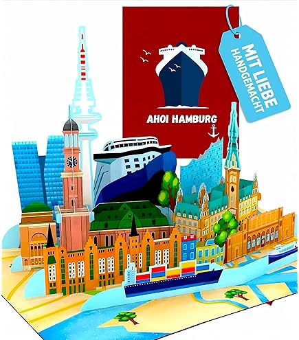Hamburger Michel als pop-upkaart, uitstapje, weekend, reisvoucher, souvenir perfect om cadeau te geven als cadeaubon voor een reis naar Hamburg A05