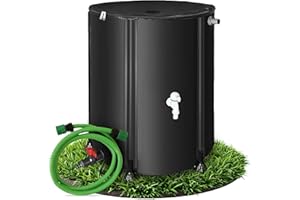 Melko - Regentonne faltbar 500L mit Auslaufhahn, PVC Stützstangen & 2 m Wasserschlauch - Mobiles Regenfass mit Überlaufschutz & Anschluss - Regenwassertonne witterungsbeständig für Gartenbewässerung