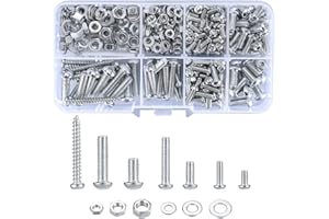 Vwoqiy 380PCS Vis à Tête Cylindrique avec écrous et Rondelles Assortiment, M3/M4/M5 Vis à Tête Hexagonale et écrous et Boulons pour Bureau Domicile Industriel électronique(argent 380)