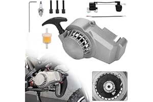JIAYAN Recoil Starter Assembly Ignition Coil for 2 Stroke Engine 47cc 49cc 50cc SSR Taotao Coolster Quad 4 Wheeler Mini Pit Bike Go Cart ATV Scooter-Silver