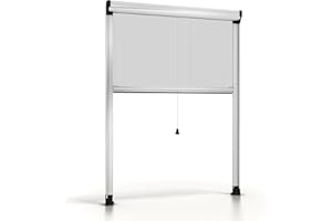 ESTO Zanzariera a Rullo per Finestra Tagliabile in Altezza e Larghezza - Telaio in Alluminio, Diverse Misure e Colori, Rete Anti-Insetti per Finestre Scorrevoli e a Battente (Bianco, 120 x 160 cm)