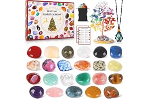 ECHEHI Calendrier De l'Avent 2025, 24 Surprises Avec Arbre De Cristal Des 7 Chakras, 23 Pierres Précieuses Naturelles, Calendrier De l'Avent Pierre Precieuse Pour Filles, Garçons, Ados Et Adultes