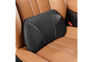 ‎POKSRI POKSRI 1 Stück Echtes Rindsleder Kissen lordosenstütze Auto,Memory Foam Kissen,lendenkissen,Echtes Leder Rückenlehne,deko,blackroll,Outdoor,Kissen,Sofa(Schwarz)
