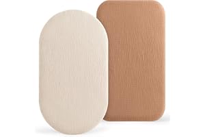Susurration Moses Basket Sheets, 2 Pack Muslin Cotton Bassinet Sheets Fits Oval and Rectangle Crib Bassinet Mattress, Breathable and Skin-Friendly for Baby Boy and Girl, 90x50 cm (Cream & Brown)