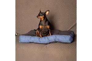 MIASUITE I SOGNI ITALIANI Cuscino per cani rettangolare, Lettino per cani e gatti - XL - 130x95 cm - MADE IN ITALY - Morbido cuscino bicolore con elegante bottonatura, Perfetto per Animali Domestici, Modello Baggy - MiaFur