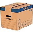 5 BANKERS BOX SmoothMove Heavy Duty Double Wall 37.5 Litre Cardboard Moving and Storage Boxes with Handles - Tape Free Assembly and FastFold Automatic Pop Up Set Up, 30 x 30 x 40.5 cm (5 Pack), Brown, Small
