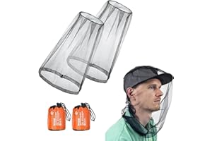 Gfamous Lot de 2 Chapeau De Anti-Moustique,Filet de Chapeau de Pêche, Moustiquaire pour Le Visage,avec cordonavec Sac de Transport, pour Le Voyage la Randonnée Camping l'escalade,（Noir）