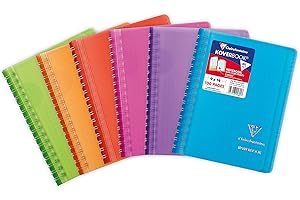 Clairefontaine 321601C Un quaderno a spirale Koverbook - 9x14cm - 100 pagine a quadretti piccoli - Carta bianca 90g - copertina avvolgente in polipropilene - Colore casuale