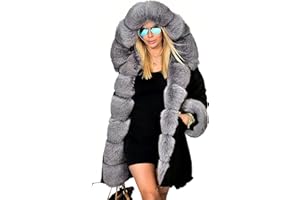 Aox Women Winter Faux Fur Hooded Coat Lady Warm Lined Thicken Parka Jacket Plus Size Outdoor Overcoat