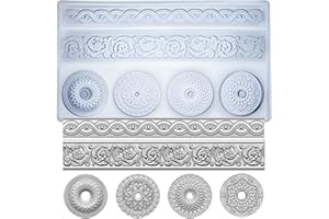 ‎FUNSHOWCASE Silikonform für Lehm Ton Gips römische Medaillen europäische Spitze griechische Dekorstreifen