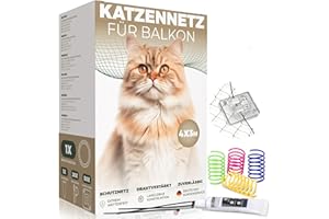 WOOWOOD Siatka dla kota na balkon (bez wiercenia) – z haczykami samoprzylepnymi i klejem silikonowym – siatka dla kota wzmocniona drutem – siatka ochronna dla kotów odporna na warunki atmosferyczne