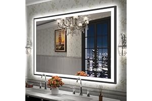 ‎S'BAGNO S'bagno Bluetooth-Badezimmer-Spiegel-mit-Beleuchtung 1000x700mm, Badspiegel mit Beleuchtung mit Schwarzem Aluminiumrahmen, IP44 Led Badspiegel mit Beschlagfrei/ 3 Lichtfarben/Dimming/Memory