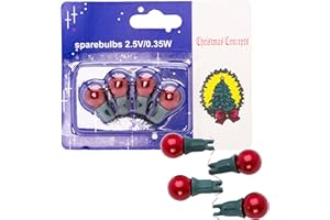 Christmas Concepts® Pack of 4 Red Berry Push in Spare Bulbs - 2.5v 0.35w 0.14a - Replacement Bulbs
