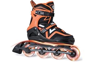 Ruthfot Verstellbare Inline Skates für Kinder Jungen und Mädchen, Leucht-Skates für Kinder von 6-12 Jahren Outdoor-Leuchtpatinen für Frauen und Männer
