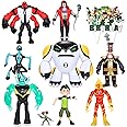 Capensily Figures Based on Ben Action Figures - 9PCS Toys Anime Character Figurines with Cake Toppers, Alien Hero Themed Party Decor Birthday Party Cake Decoration Supplies