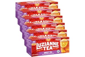 LUZIANNE Sweet Tea Bags, Family Size, 132 Tea Bags (6 Boxes of 22 Count Pack), Specially Blended for Iced Tea, Clear & Refreshing Home Brewed Southern Iced Tea