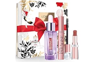 L’Oréal Paris - Coffret Cadeau Luxe - 3 Produits Soin & Maquillage - Sérum Repulpant Revitalift Filler, Mascara Noir Lash Paradise, Baume à Lèvres Glow Paradise - Édition limitée
