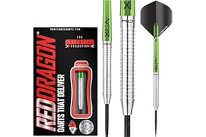 RED DRAGON Featherlite 10g, 12g, 17g, 18g o 19g Freccette Tungsteno con Punta Acciacio, Voli e Freccette Aste