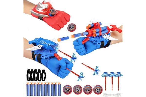TISMHGKU Lot de 3 Gants de Lanceur Spiderm, Spiderm Launcher Jouet Enfant 3 4 5 6 7 Ans, Lance Toile Spiderm Gant de Cosplay pour Garçon Fille, Jeu Rôle Cadeau Anniversaire Noël (B)