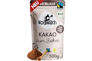‎KOAWACH koawach Bio Backkakao Kakaopulver 500g – ohne Koffein, vegan, fairtrade. Natürlich, ohne Zuckerzusatz oder Aromen. Perfekt zum Backen oder als Trinkschokolade. Wiederverschließbare Verpackung