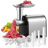 3 in 1 Electric Meat Mincer, with 3 Stainless Steel Cutting Plate, 1 Kubbe and 3 Sausage Stuffing Tubes, 2000W Max