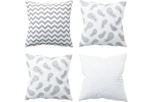 Amilian 4er Set Dekokissen 40x40 Dekokissen mit Füllung und Bezug Kissen mit Bezug Dekoratives Kissen Balkon Dekoration Couch Kissen Sofa Kissen Wohnzimmer Kissen Deko 16x16 inch