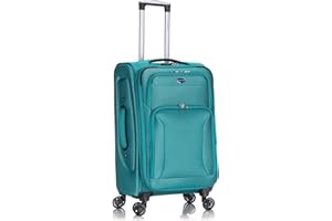 Aerostar Medium 26” Lightweight Softshell Expandable Suitcase, Integrated Combination Lock, 4 Wheels Check in Luggage for 15 to 20kg (Teal, 77 litres)