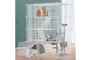 MELEG OTTHON Katzenkäfig, DIY Kleintierkäfig für Kaninchen, Meerschweinchen, Welpen, Haustierprodukte, tragbarer Metalldraht, Yard Zaun (vierlagig) (140 * 70 * 105CM)