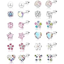 Orecchini Fiore In Argento Sterling 925 Con Zirconi - Anallergici, Per Donna E Ragazze, Multicolore - Foto 5