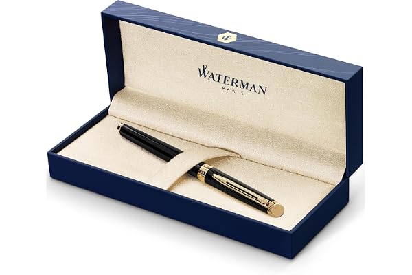 Waterman Hémisphère stylo plume , noir mat avec attributs or fin 23K , plume fine , coffret cadeau
