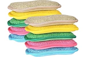 Mis.Moon 10 Stück Küchenschwamm Reinigungs Schwamm, Doppelseitiger Mikrofaser Spülschwamm, Wiederverwendbarer Schwämme für Reinigen Geschirr Töpfen