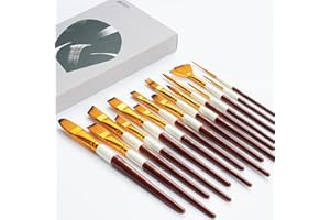 ARTIFY ART SUPPLIES ARTIFY 2023 - Set di pennelli da 15 pezzi, per pittura acrilica, acquerello, olio e guazzo, marrone e bianco