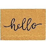 Nicola Spring Fußmatte aus Kokosfaser - rutschfeste PVC-Unterseite - „Hello“-Motiv - 40 x 60 cm