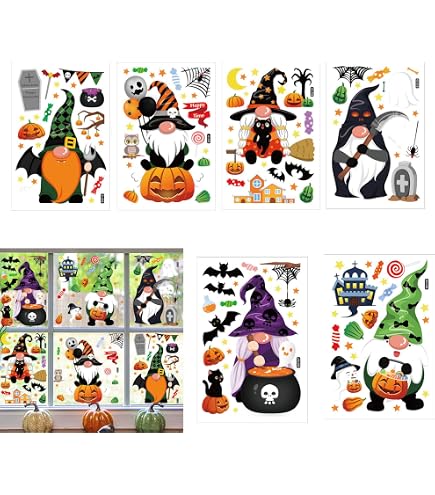 Autocollants Fenêtre Halloween En Gel - 20 Pièces Motifs Sorcière, Citrouille, Chauve-Souris - Vinyle Épais Réutilisable - Déco Facile Sans Trace