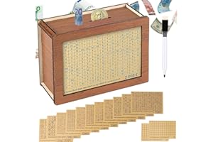 GNEUFVIE Spardose aus Holz, Wiederverwendbare Spardose Mit Sparziel, Sparbox mit Zahlen Ankreuzen, Sparschwein Mit Marker, Spardose mit Ziel für Hilft Gewohnheit Zum Sparen Zu (500€-10000€)