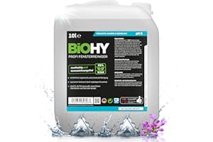 BiOHY Nettoyant vitres professionnel (Bidon de 10l) | Nettoyage sans Bandes des Surfaces de Verre, de fenêtres et de miroirs (Fensterreiniger)