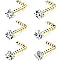 Pendiente Para Nariz De Oro Blanco 18K – 20G, Con Diamante Simulado CZ, Ideal Para Piercing Nasal Fino