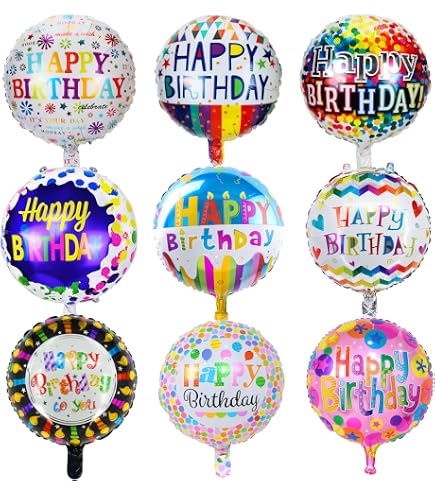 DIWULI Geburtstags-Luftballons Set – 'Happy Birthday', Ca. 45 Cm Groß, Mit Aufblashalm, Für Helium & Luft, Wiederverwendbar