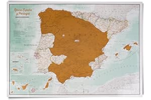 Póster Mapa Rascar España y Portugal - 59 x 42 cm - Maps International - 50 Años de Mapeo - Mejor Detalle Cartográfico