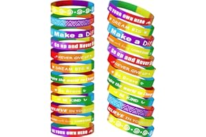 CHRORINE 24 Stück motivierende Silikonarmbänder mit inspirierenden Zitaten, Unisex, für Schule, Büro, Zuhause, Partys, Geschenke, 12 Designs