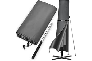 Kingsleeve® Sonnenschirm Abdeckung bis Ø 350 cm mit Stab Winterfest Wetterfest Robust Reißfest Groß Wasserabweisend Schutzhülle Plane Abdeckplane Grau