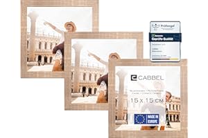 CABBEL portarretratos (3 piezas) 15x15 cm Marco de madera MDF en moca | con plexiglás inastillable/Moderno