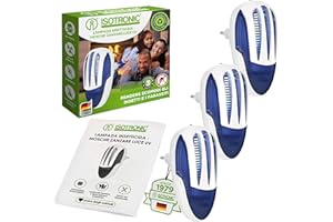ISOTRONIC Distruggiamosche elettrico per insetti volanti, contro zanzare, falene, mosche, zanzare, luce UV (3 pezzi)