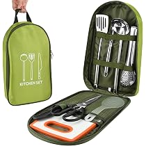 Juego Utensilios Camping Acero Inoxidable 8 Piezas - Olla, Tapa, Cuencos, Tazas, Cubiertos, Bolsa