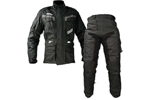 WinNet Tuta Completo da Moto con Protezioni Giacca e Pantalone in Cordura Anti Acqua e Pioggia UOMO - DONNA sfoderabile 4 stagioni UNISEX