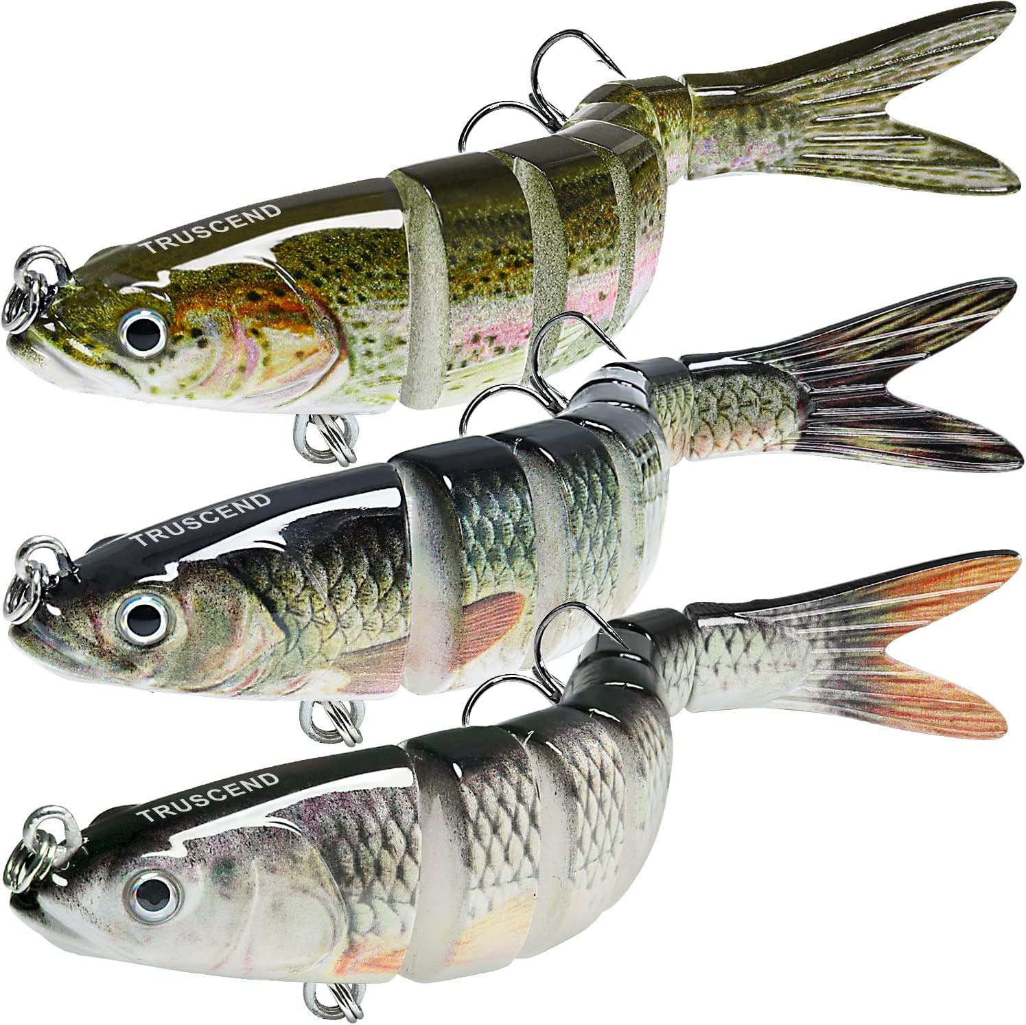 TRUSCEND señuelos de Pesca para Agua Dulce y Salada, Lifelike Swimbait para la Trucha Bass, Lento hundimiento Bass señuelo de Pesca, Regalo de la Pesca para los Hombres, la Pesca Familiar Gear