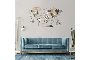 WOODLEO Carte du monde en bois (en français) - Décoration murale 3D - Taille de la carte (M, L, XL) - Art mural pour la maison, la cuisine ou le bureau